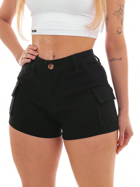 SHORT CARGO DE SARJA PRETO