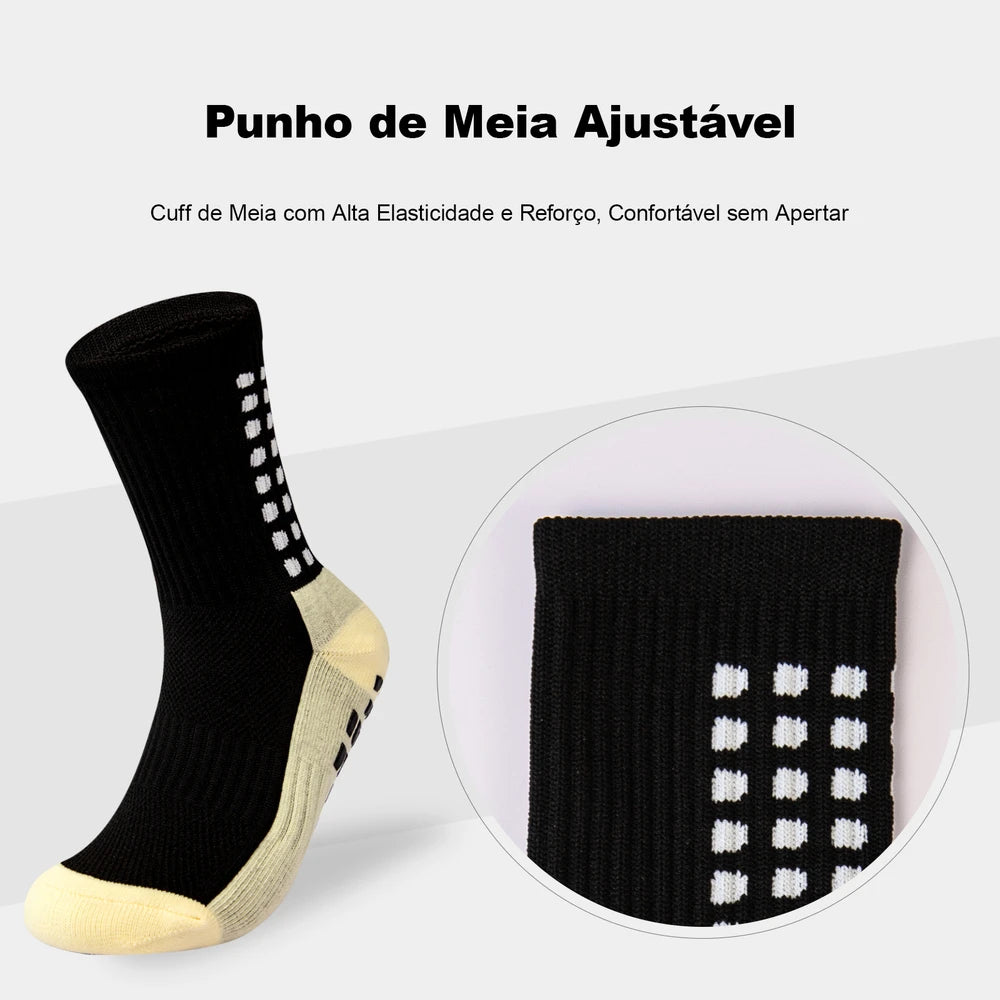 KIT 6 PARES MEIAS ANTIDERRAPANTES ESPORTIVAS DE ALGODÃO